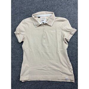 Barbour Pantone Polo Shirt Women's 12 Beige Short Sleeve Golf Preppy